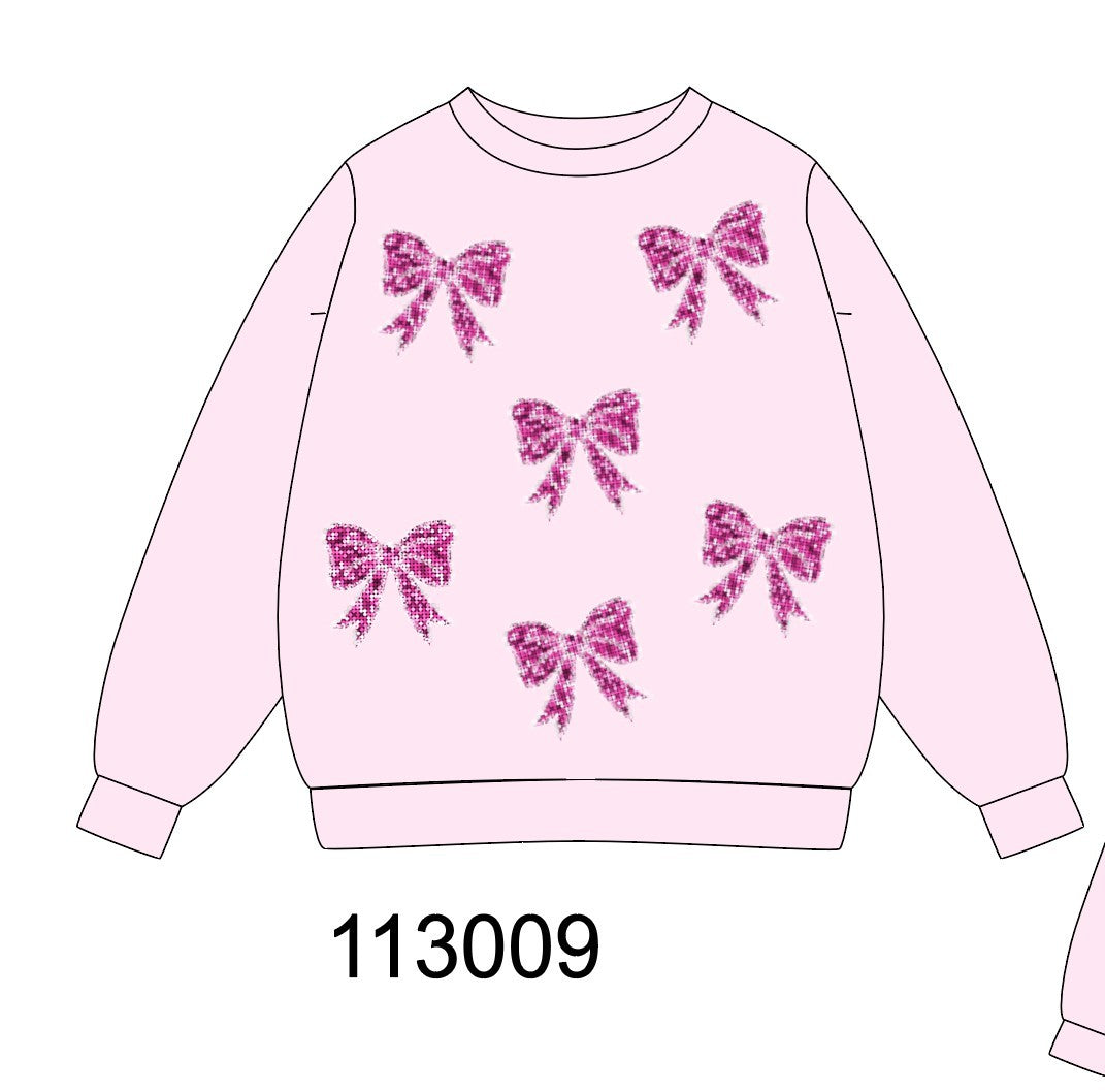 Pink bow sequin mom&me sweatshirt