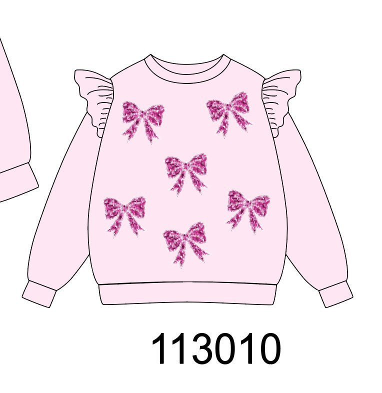 Pink bow sequin mom&me sweatshirt