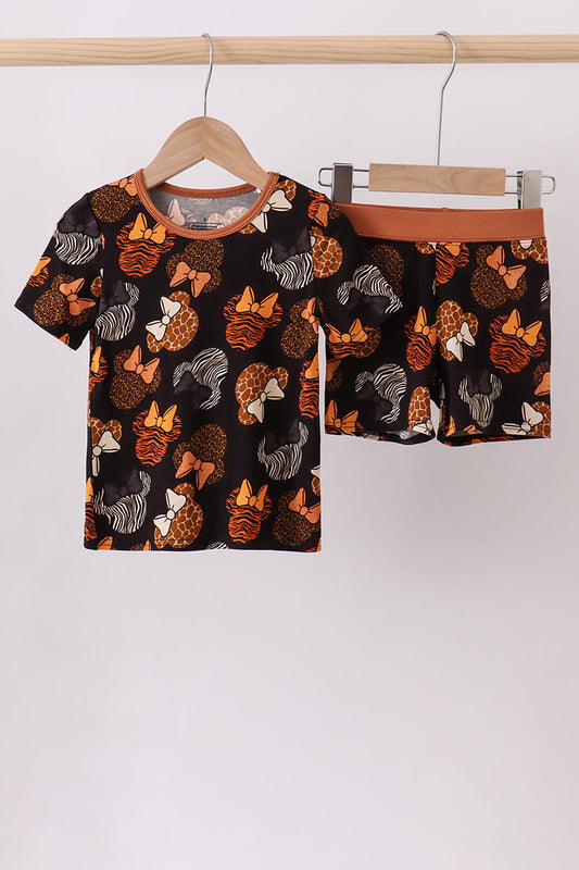 Brown character bamboo pajama set