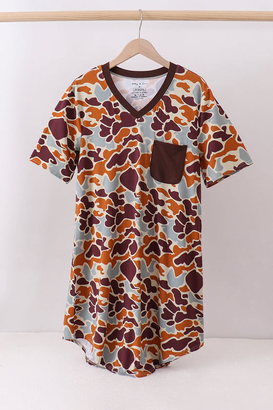 Camouflage print bamboo gown