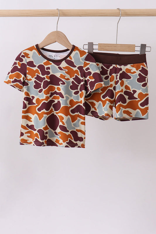 Camouflage print bamboo pajama set