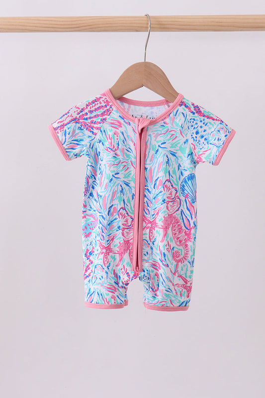 Marine creature bamboo zipper romper