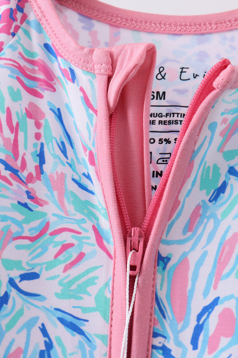 Marine creature bamboo zipper romper