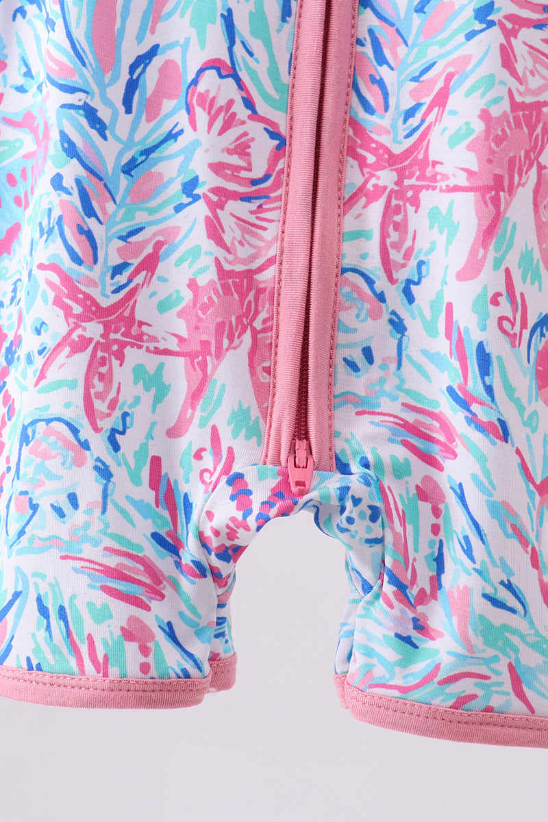 Marine creature bamboo zipper romper