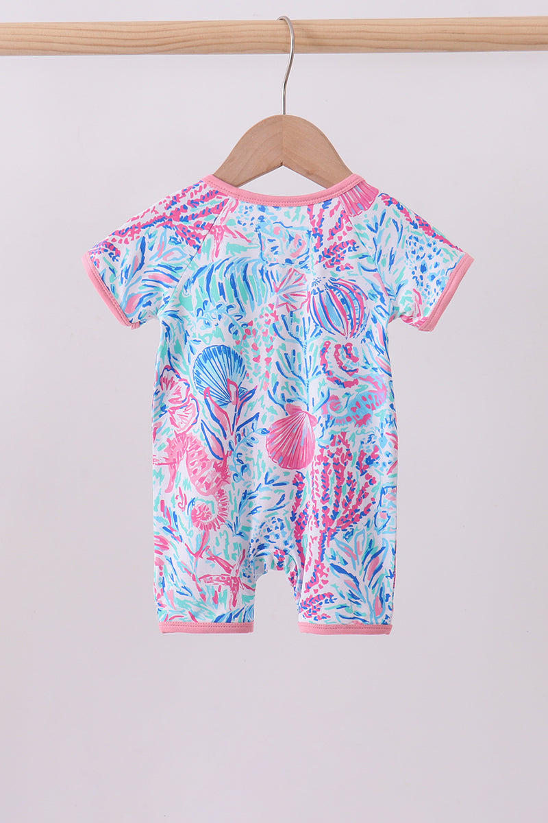 Marine creature bamboo zipper romper