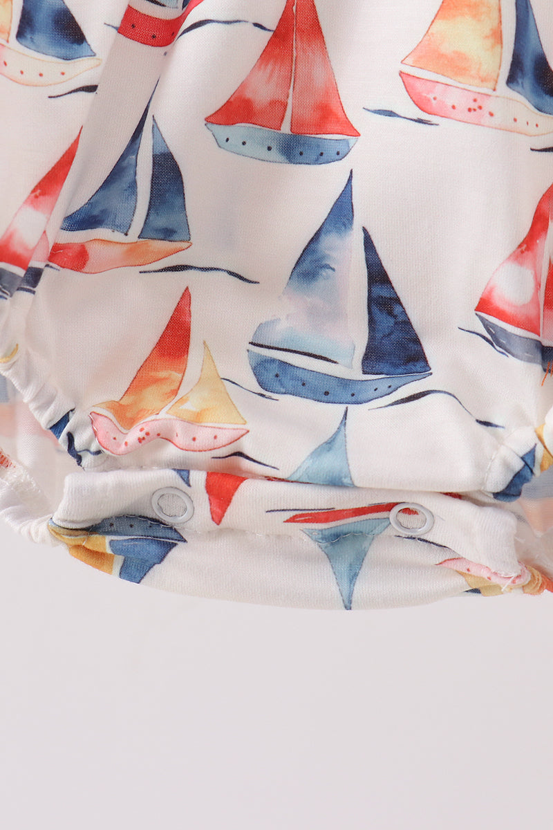 Blue Sailboat Smocked Bubble