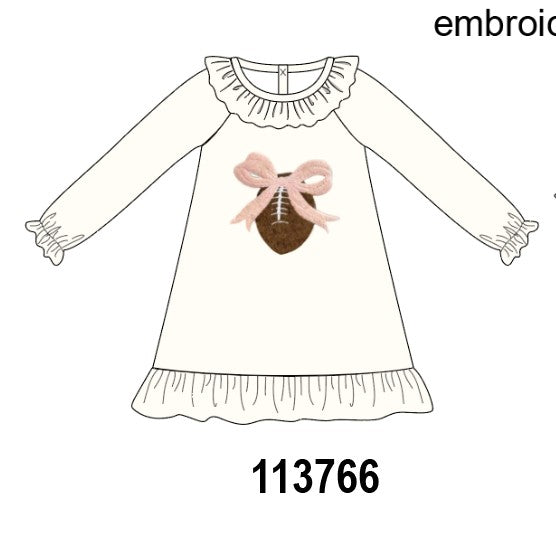 Cream Football French Knot Ruffle Dress