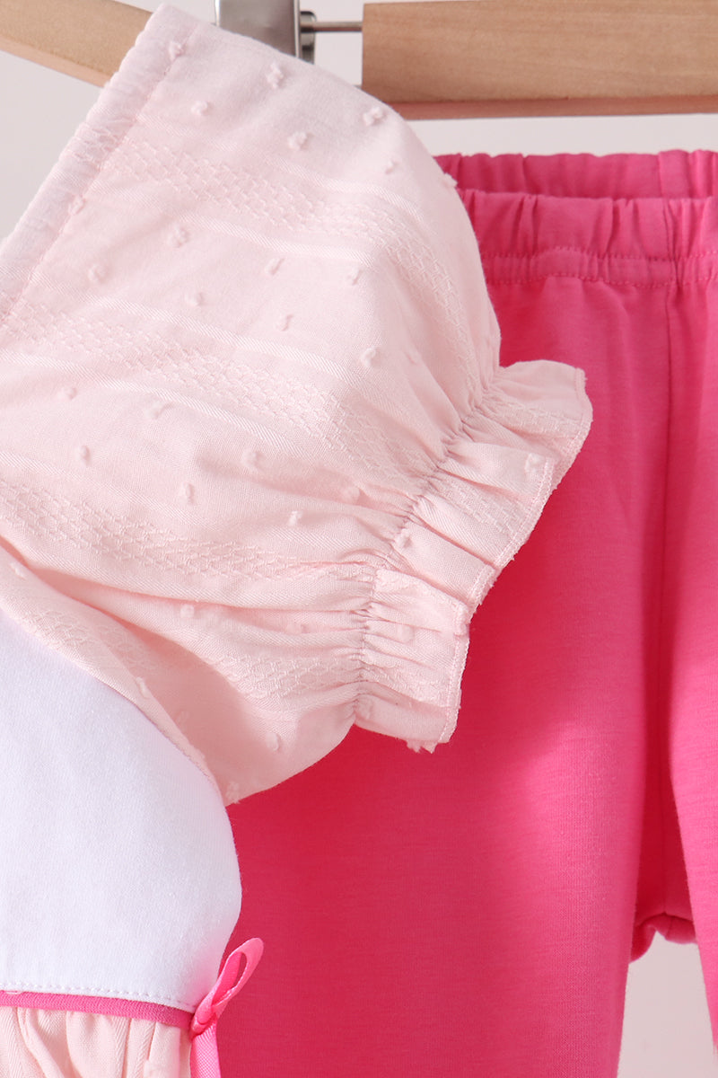 Pink Castle Embroidery Jacquard Pants Set