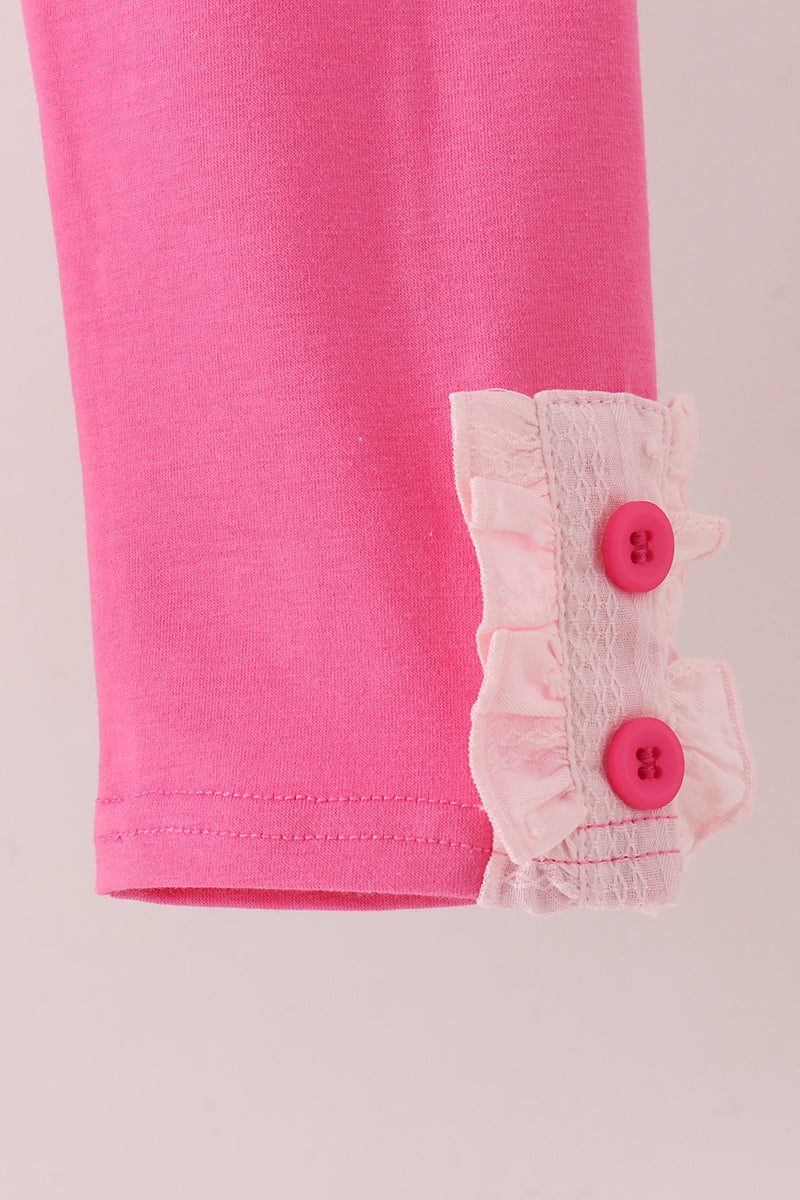 Pink Castle Embroidery Jacquard Pants Set