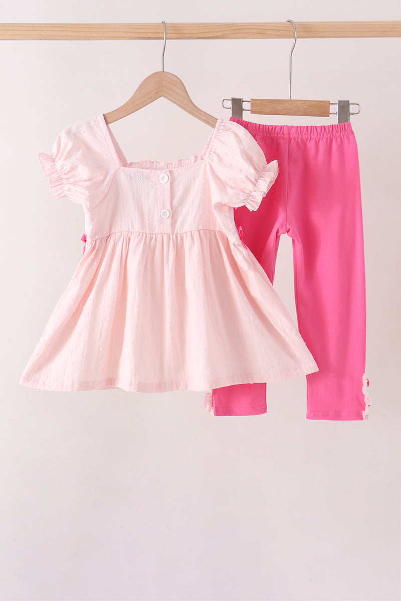 Pink Castle Embroidery Jacquard Pants Set