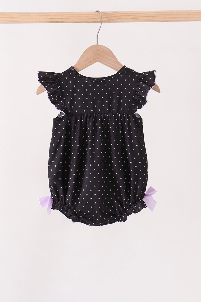 Black ghost spider embroidery ruffle bubble