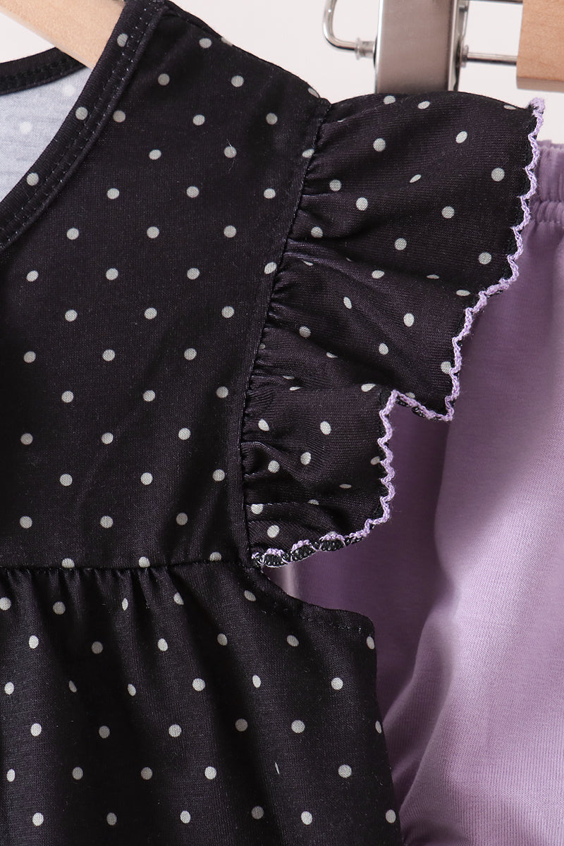 Black ghost spider embroidery ruffle bloomer set