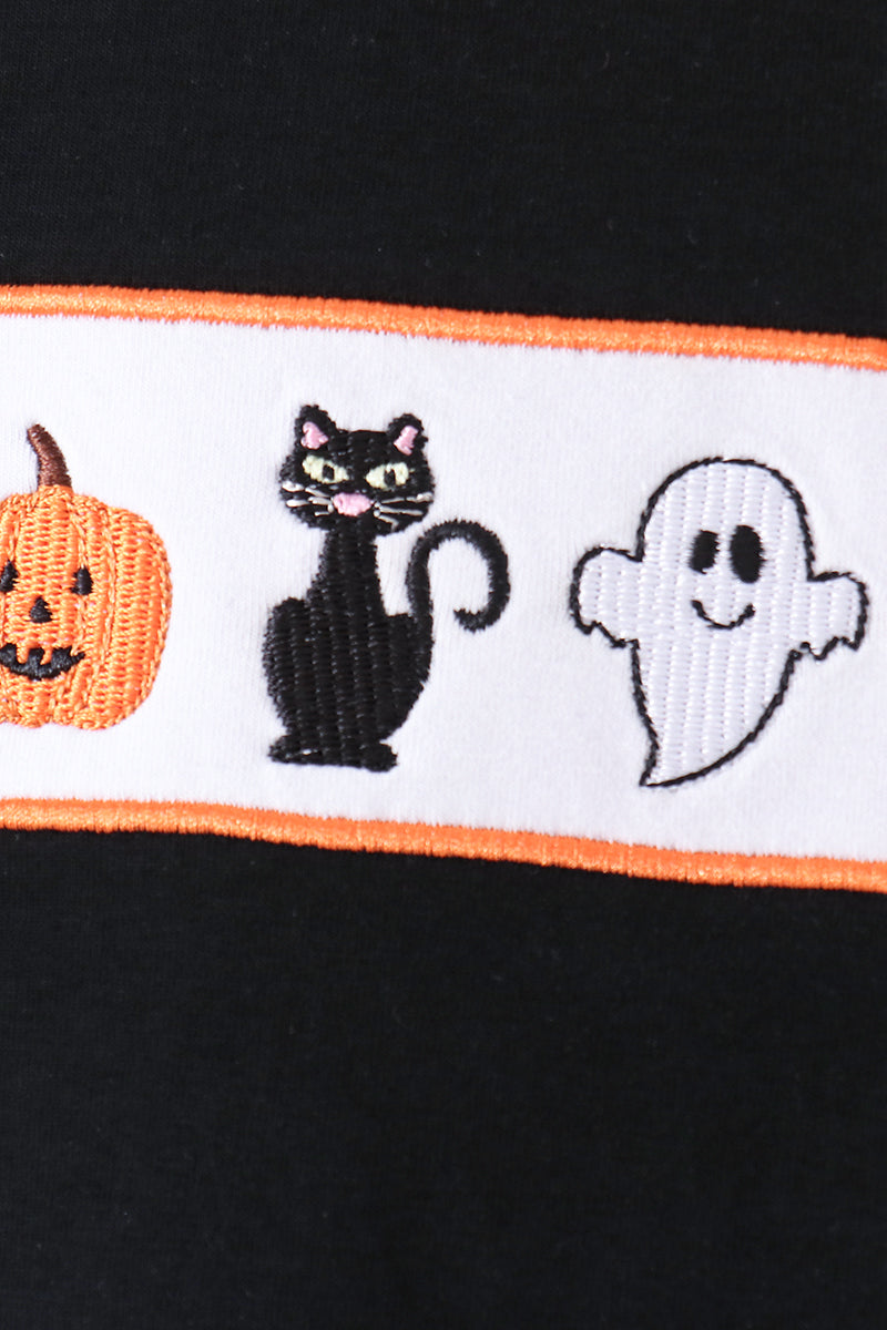 Black ghost spider embroidery pants set