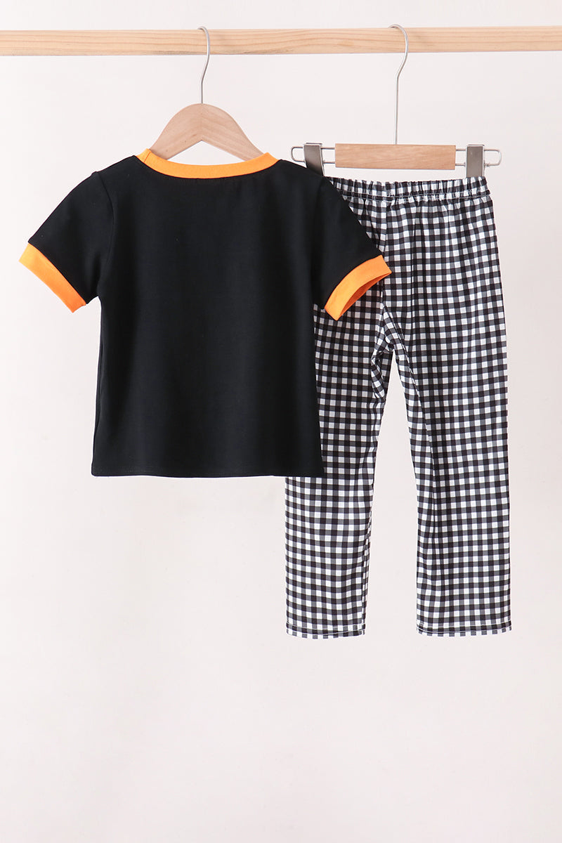 Black ghost spider embroidery pants set