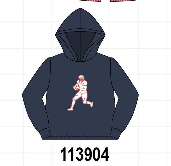 Navy Football Embroidery Hoodie