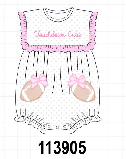 Pink Football Applique Ruffle Bubble