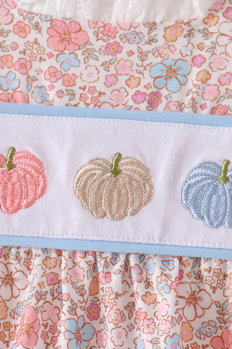 Pink Pumpkin Floral Embroidery Bubble