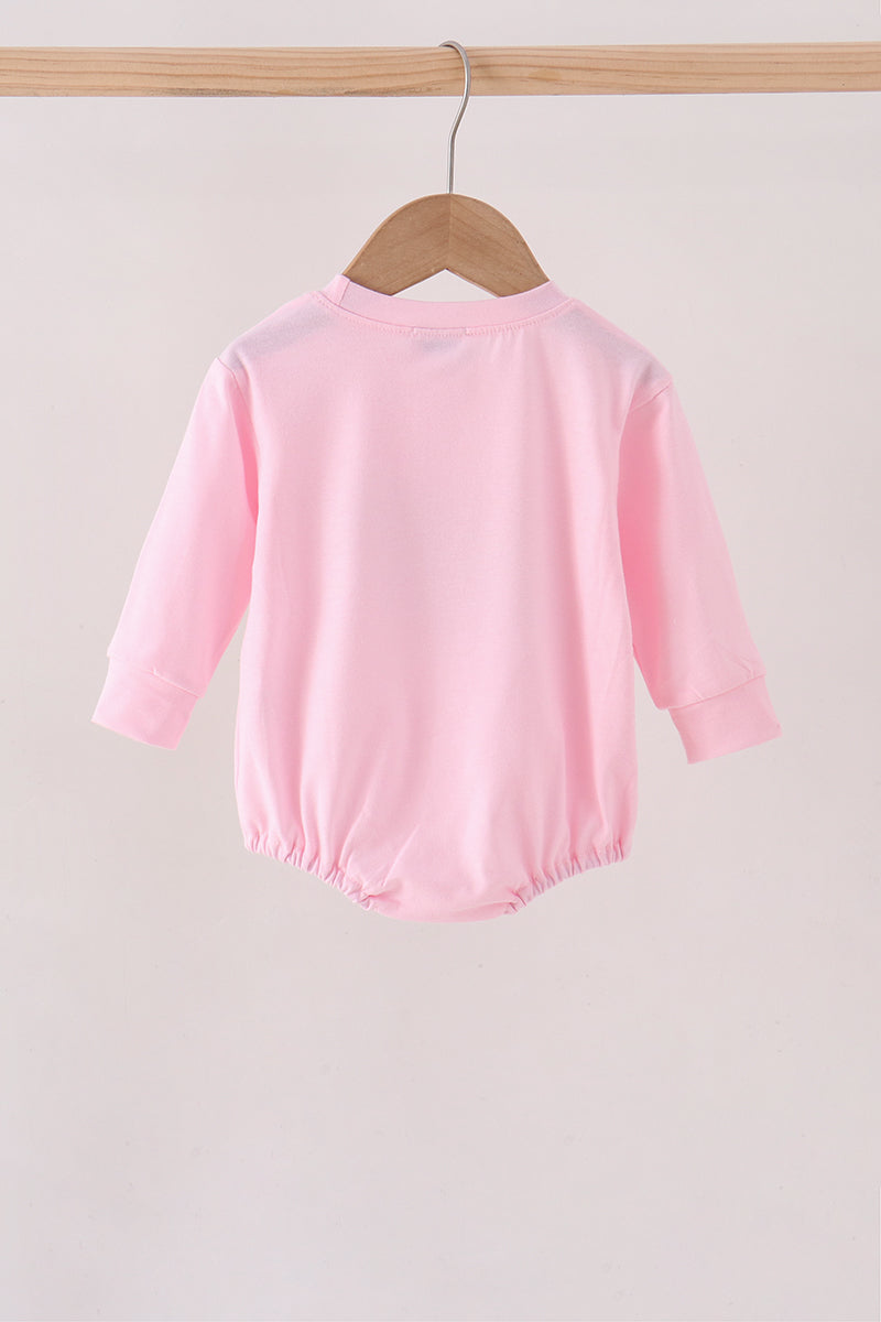 Pink football bow sequin bubble