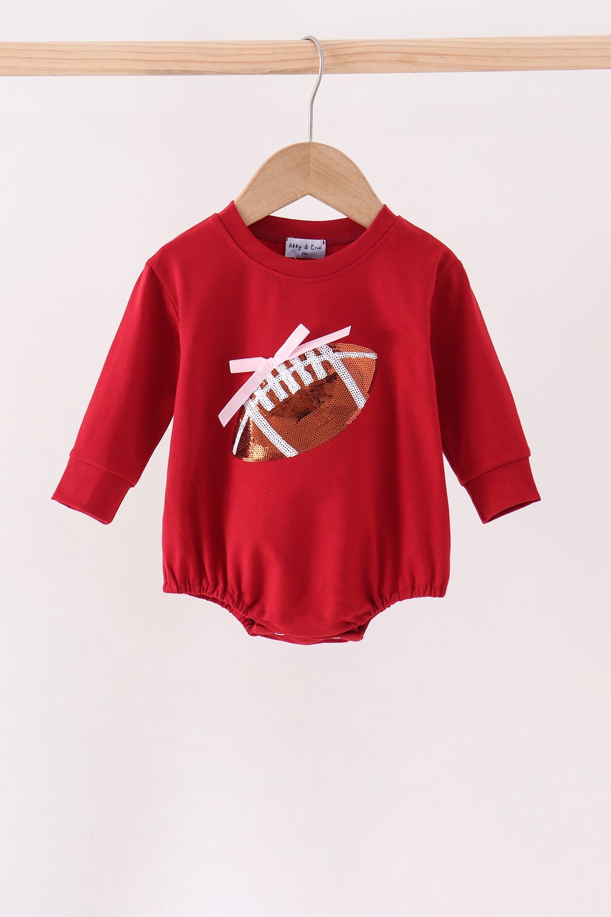Maroon football bow sequin bubble
