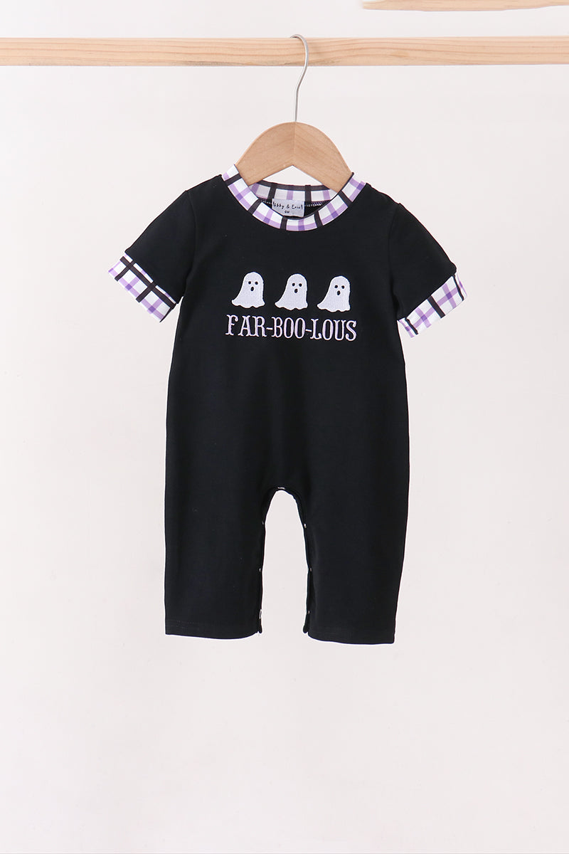 Black Ghost Embroidery Romper
