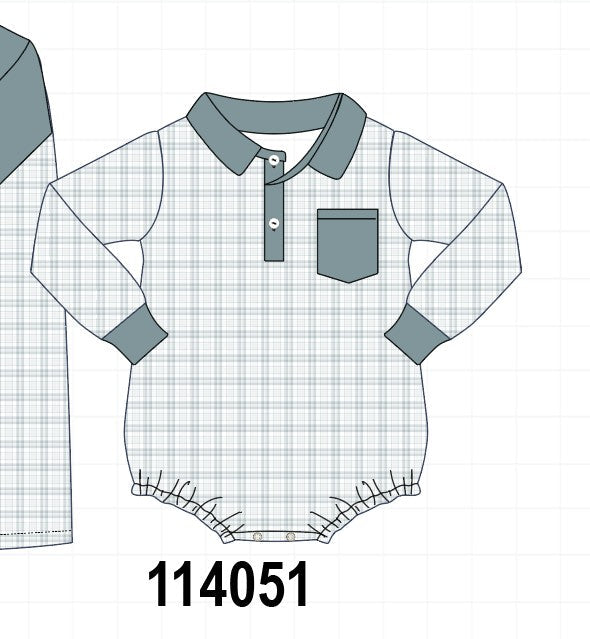 Teal pocket plaid bubble