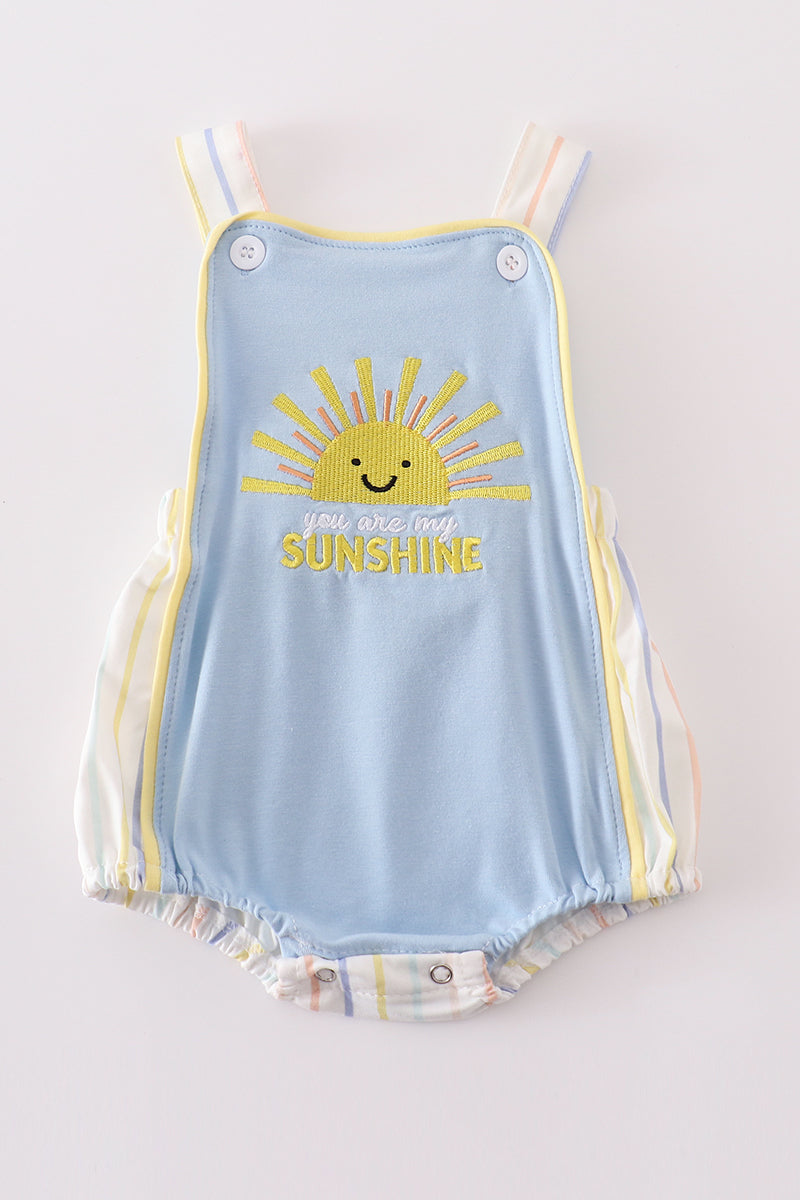 Blue you are my sunshine applique boy bubble