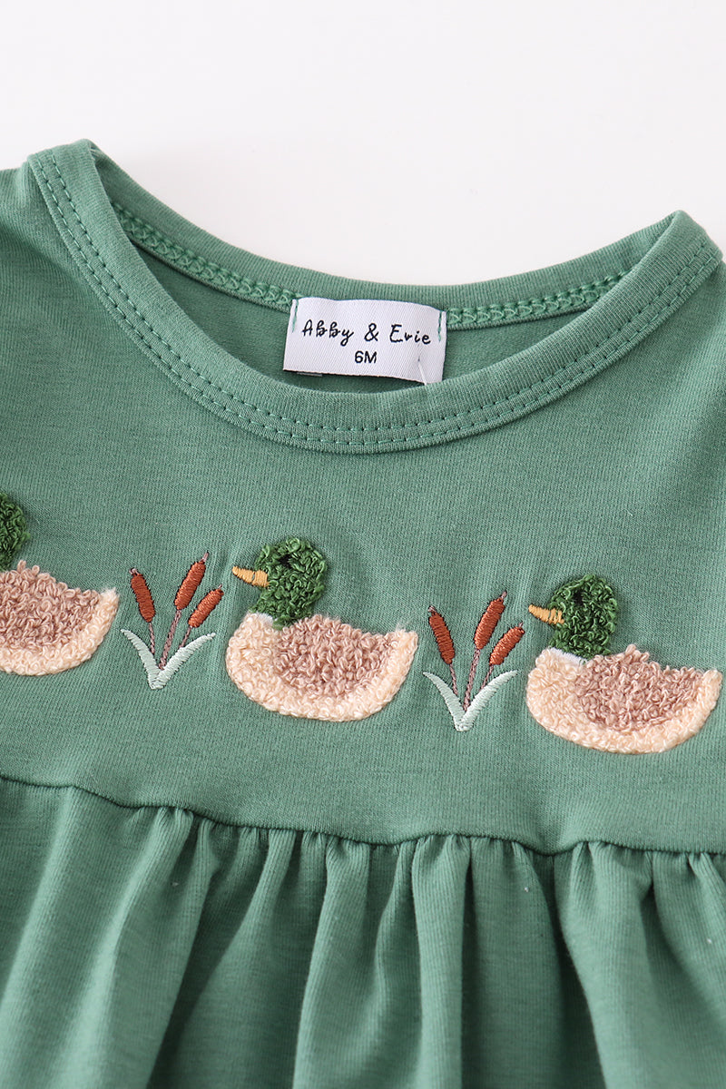 Forest duck french knot girl bloomer set