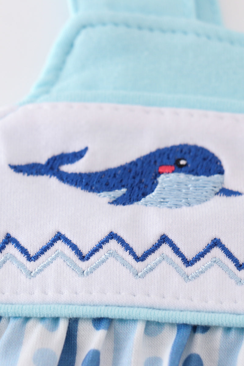 Blue whale embroidery boy bubble