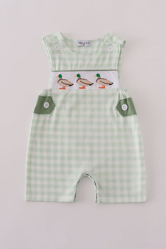 Green duck embroidery gingham jonjon