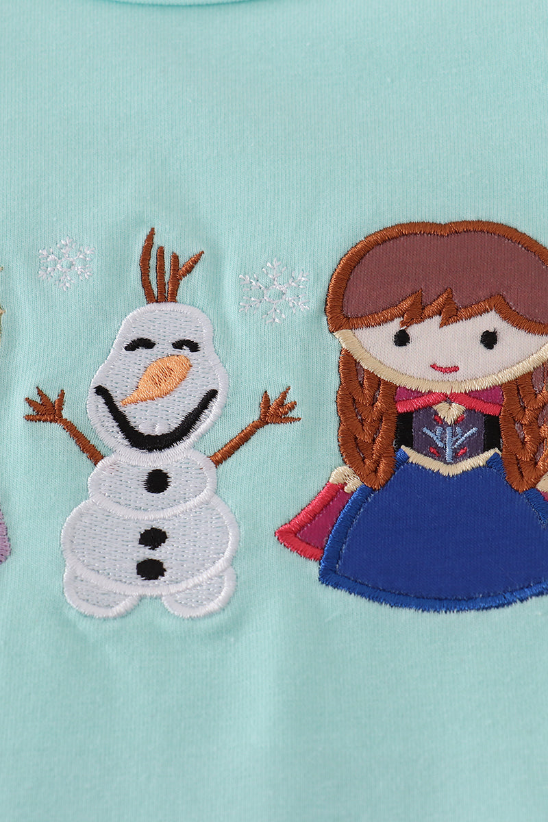Blue character applique shorts set