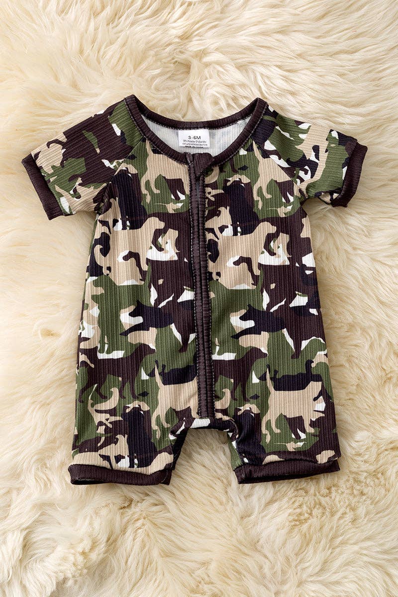 Green gone fishing printed baby romper. RPB60250 SOL