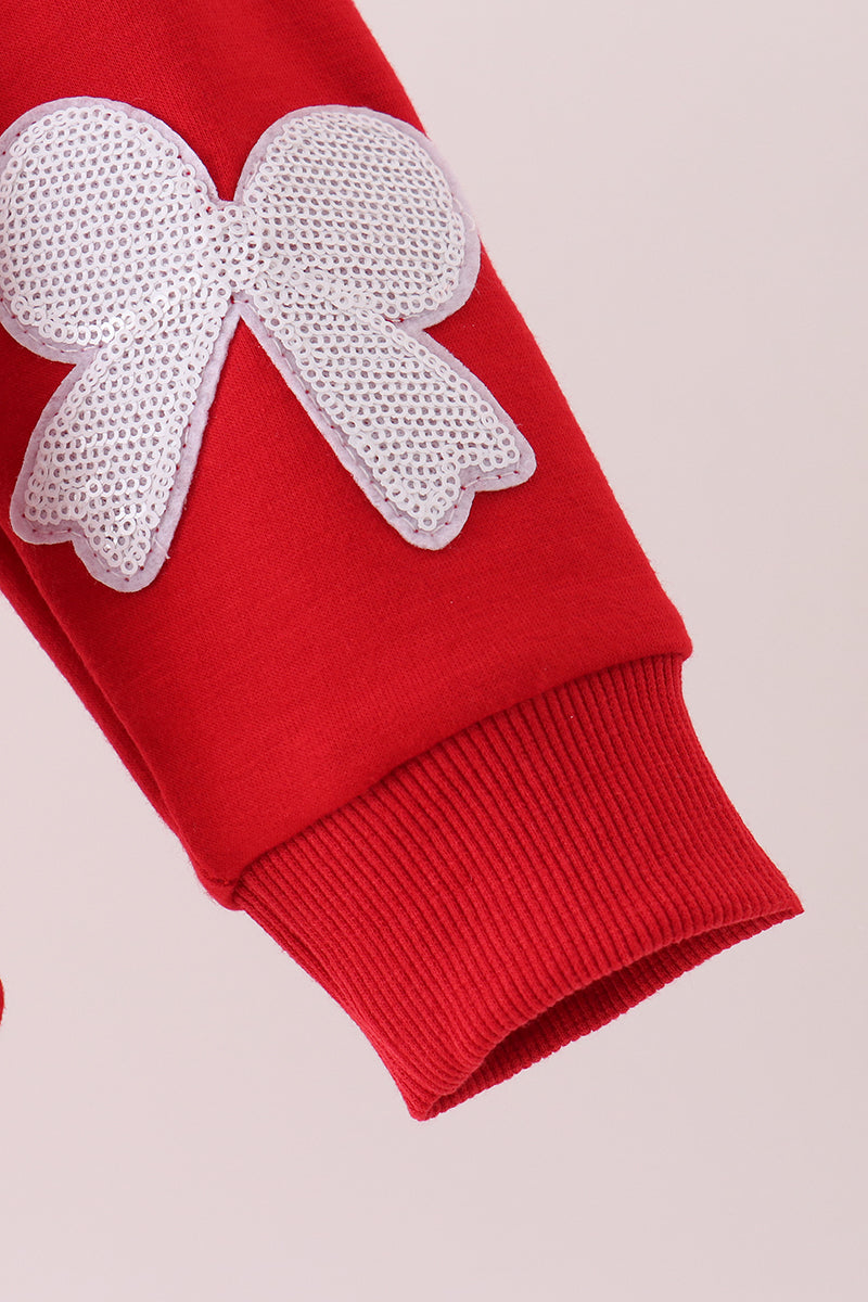 Red bow sequin mom&me top