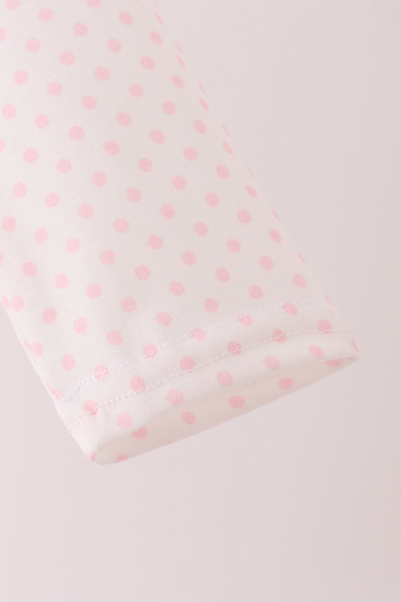Pink santa claus dot applique ruffle romper