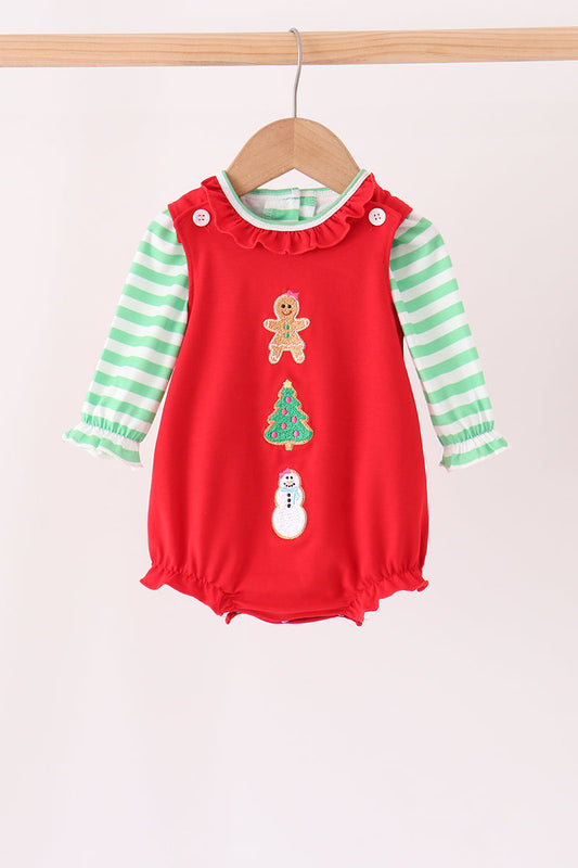 Red Gingerbread Tree Embroidery Bubble Set