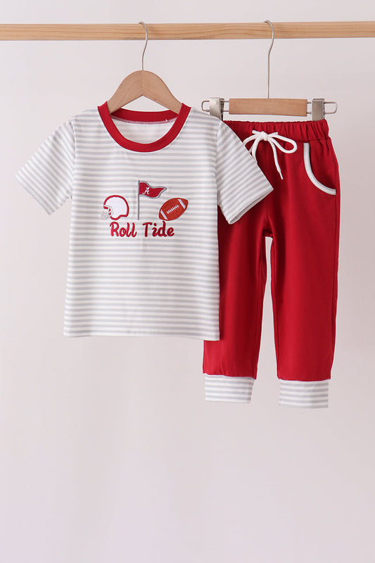 Red Alabama Roll Tide Embroidery Pants Set