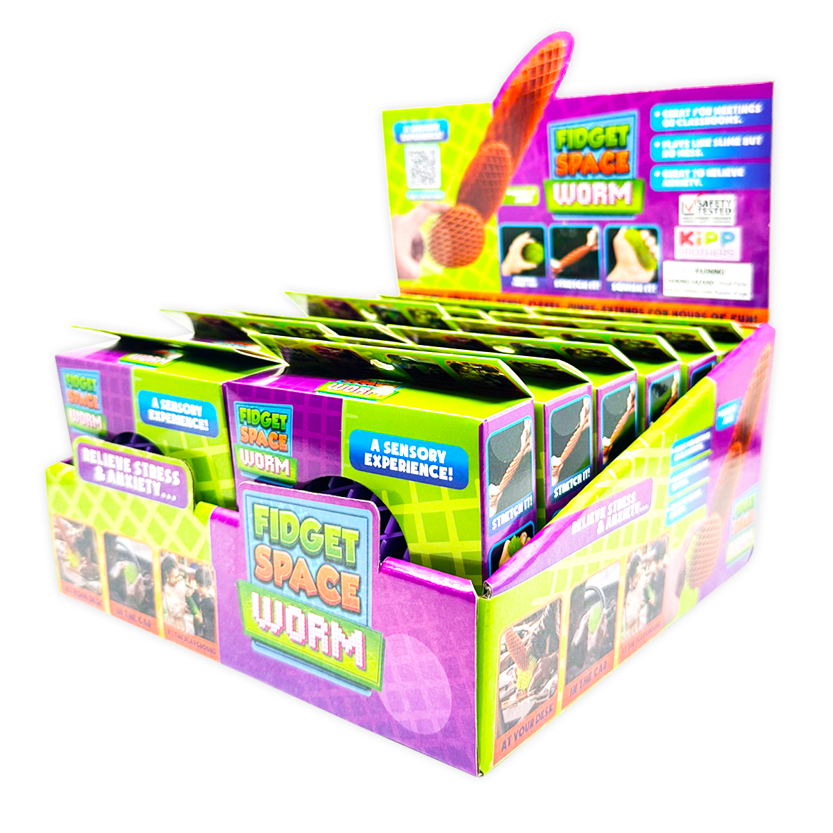 Fidget Space Worm Toy Assortment Boxed - 12/Display