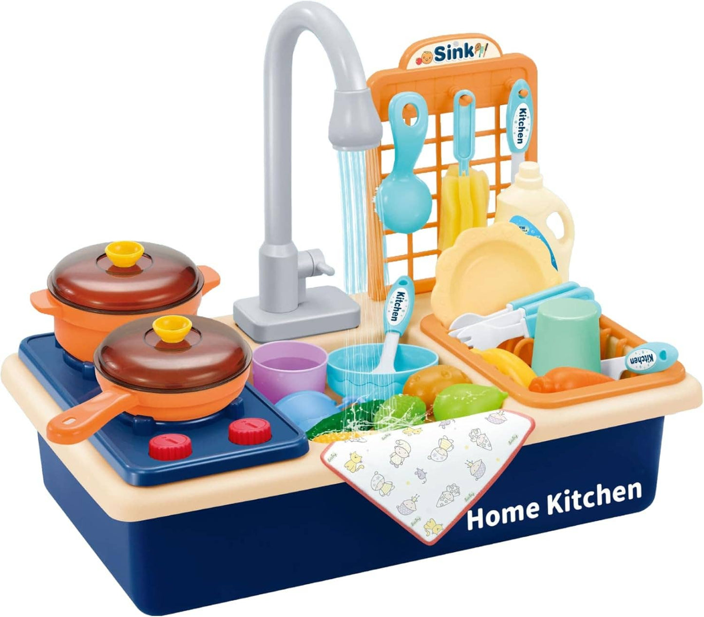 Cute Kitchen Sink Toys w/Cooking Stove Play Set