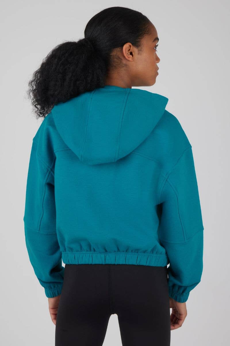 Girls Cloud Plush Zip Front Crop Hoodie Jacket