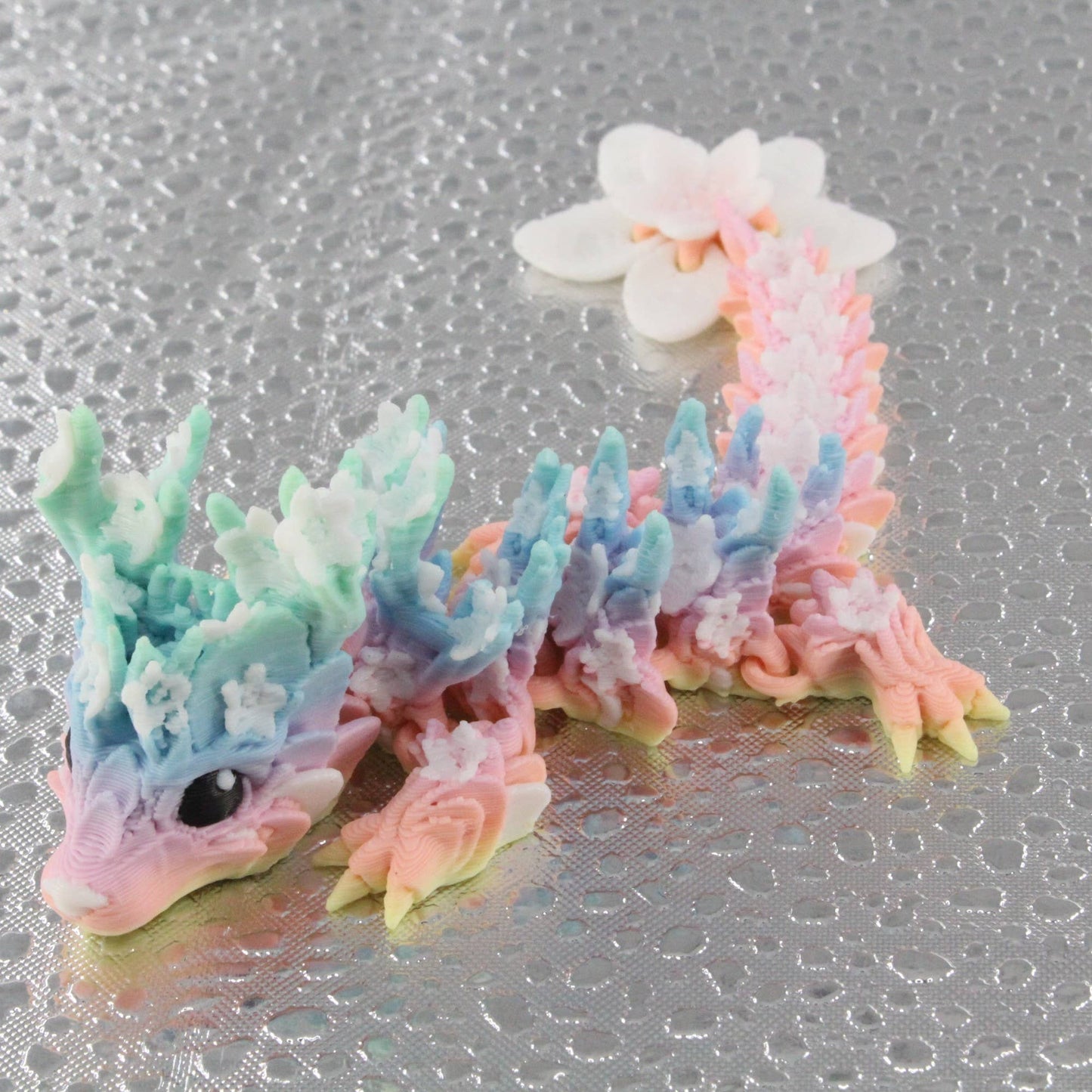 3D Printed Rainbow Blossom Dragon, 3D Printed Dragon