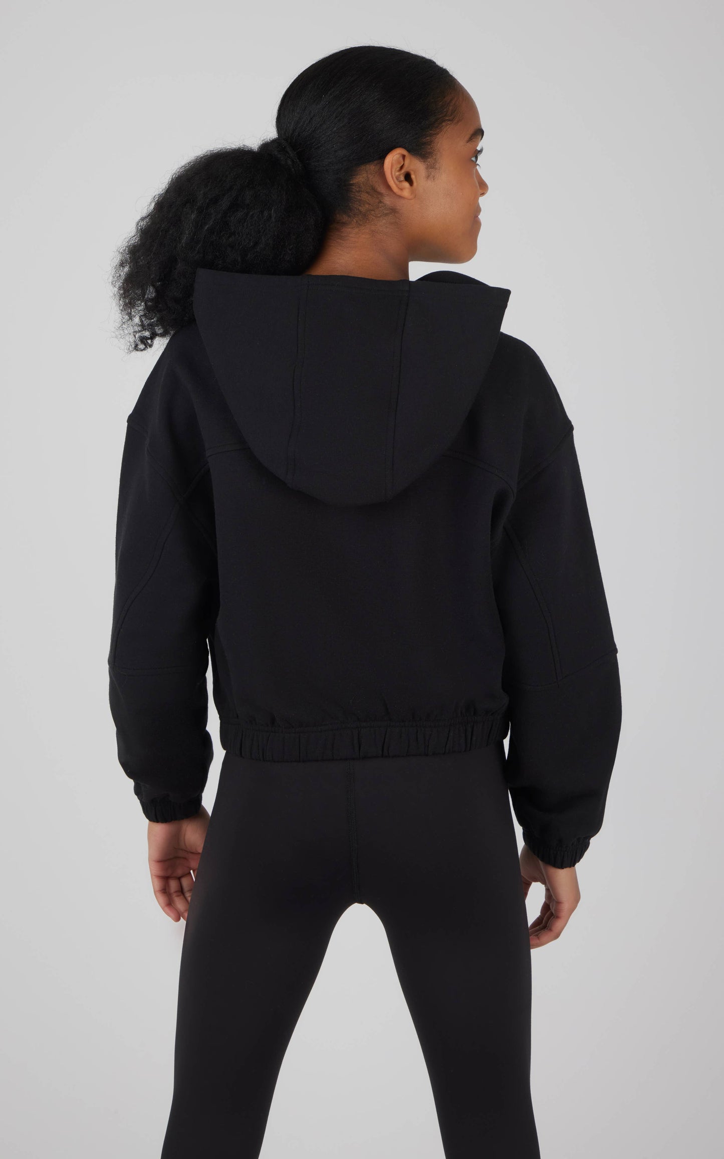 Girls Cloud Plush Zip Front Crop Hoodie Jacket