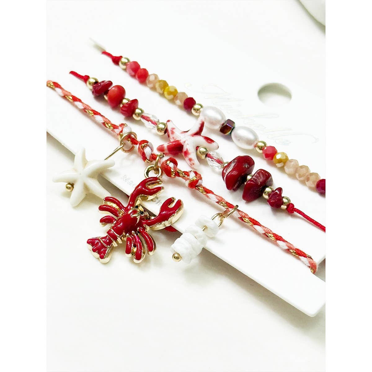 Lobster and Starfish Beach Theme Stackable Bracelets