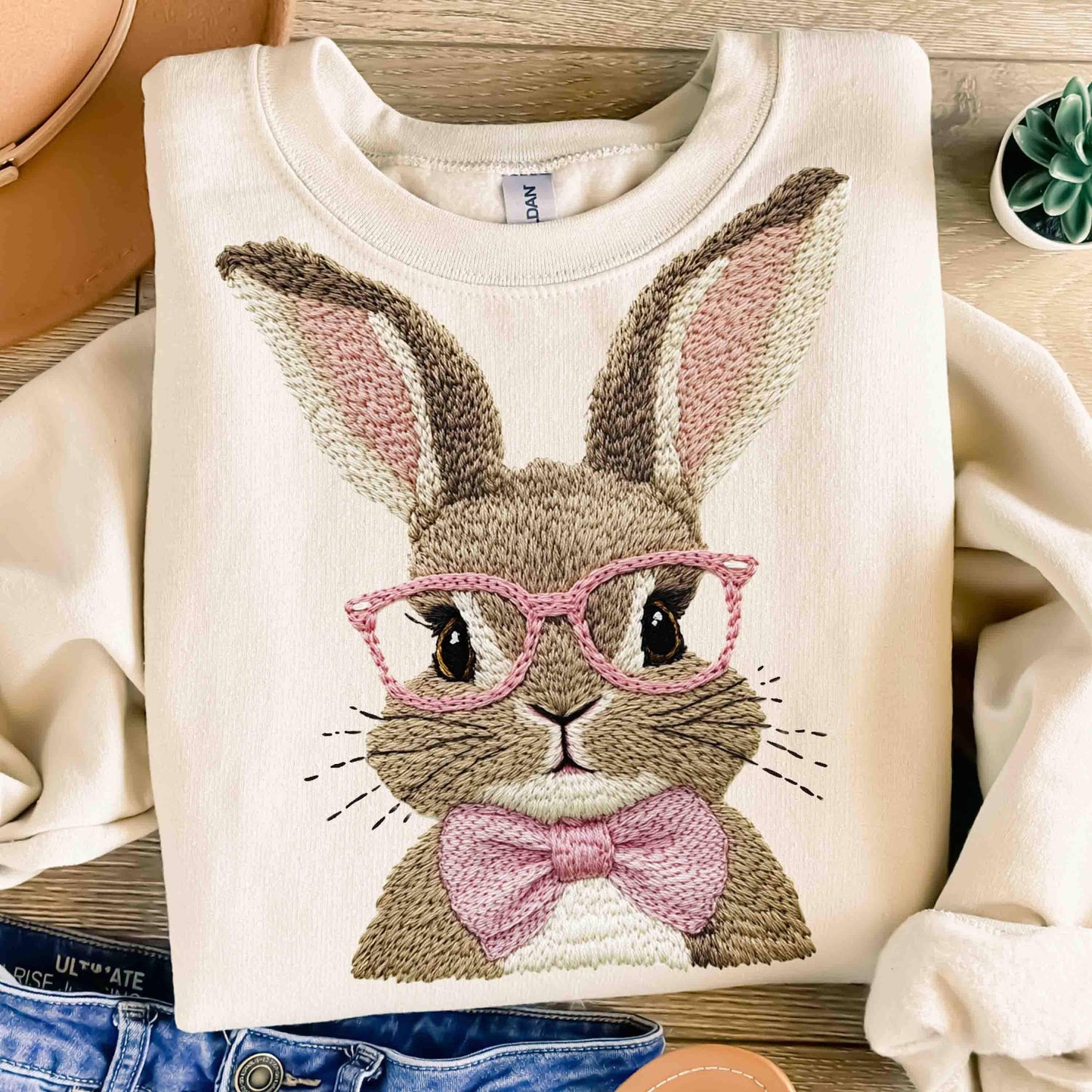 Retro Easter Bunny Bow Sweatshirt, Happy Easter Day Shirt