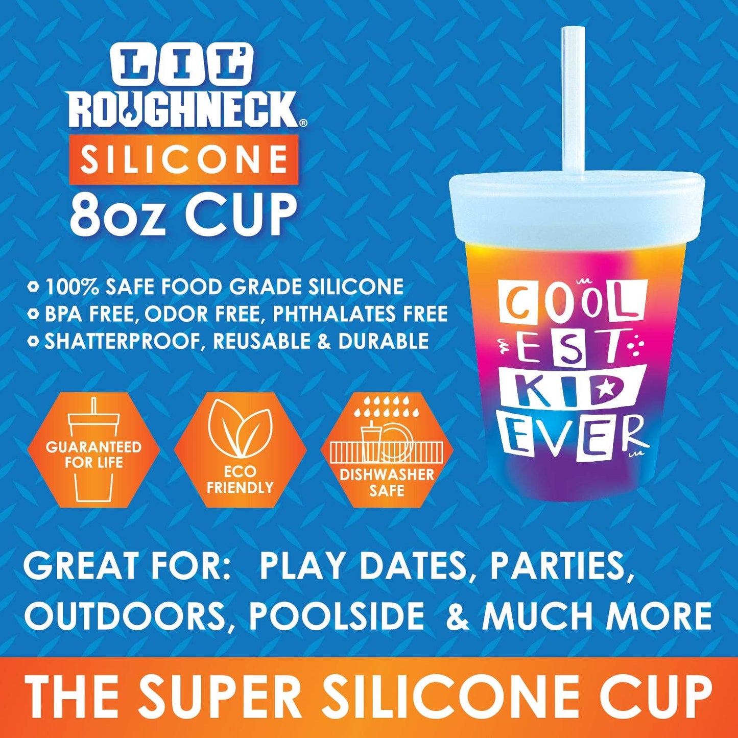 Roughneck Kids Toddler 8oz Silicone Super Cups - 6/Display