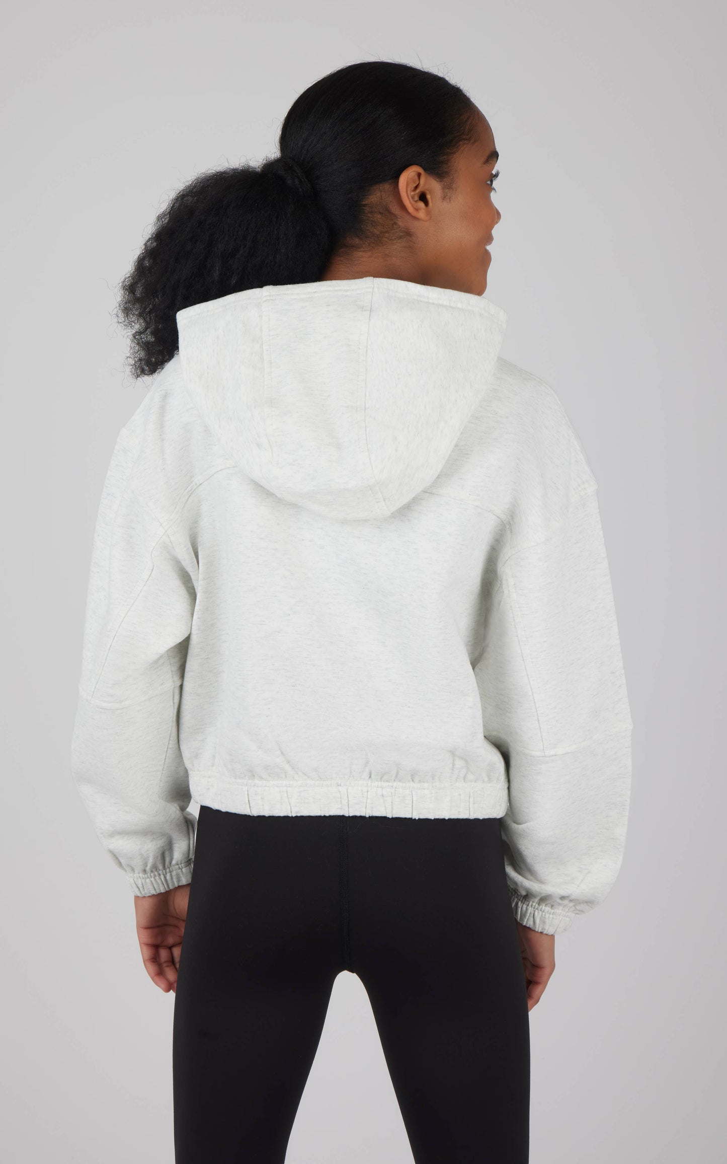 Girls Cloud Plush Zip Front Crop Hoodie Jacket