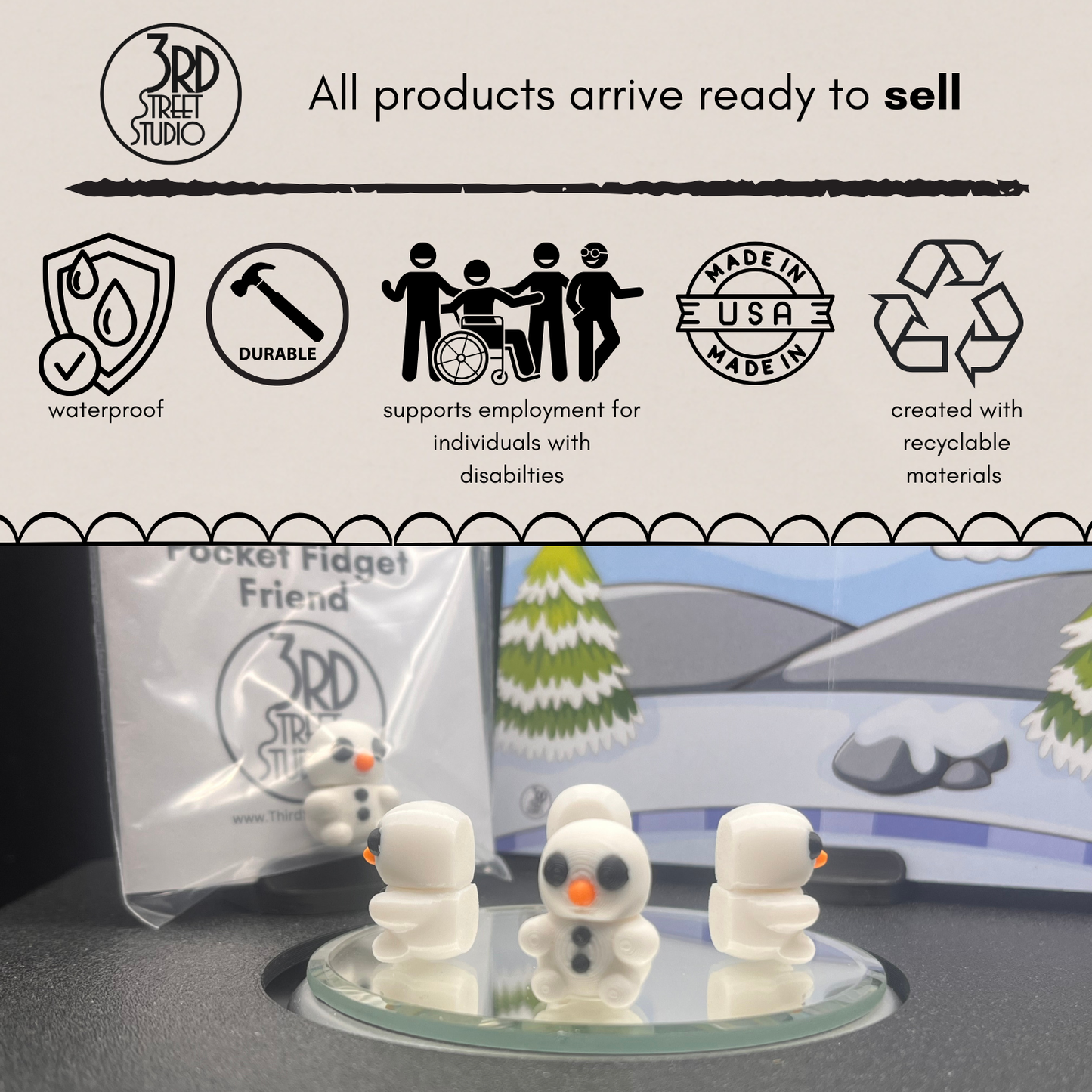 Snowman Fidget Friend - Includes Play Scene