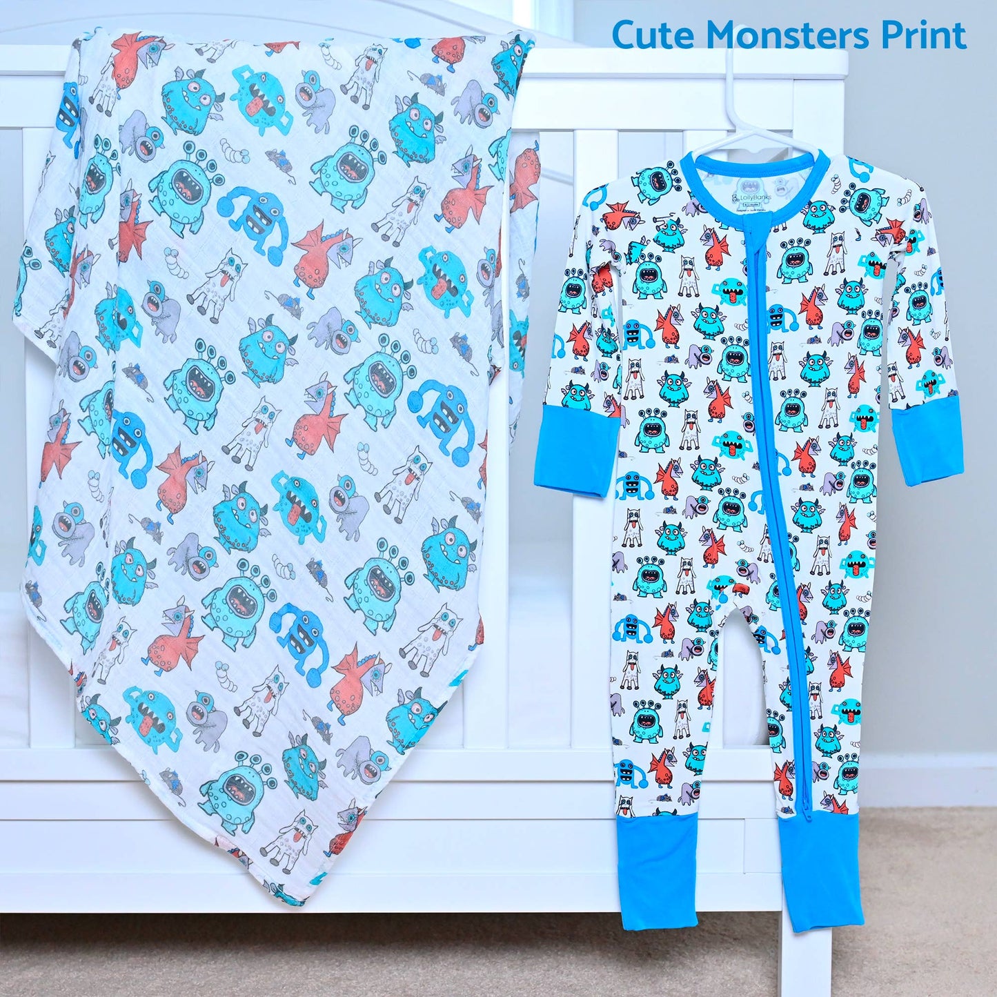Bamboo Baby Convertible Zipper Pajama Monster Mash
