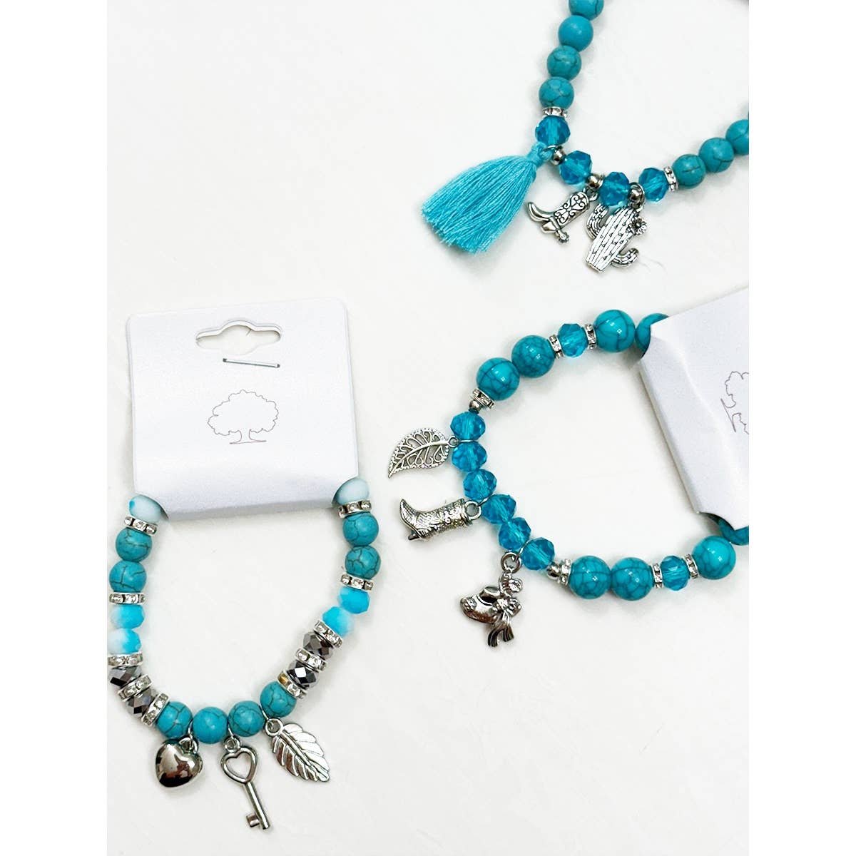 Western Boho Mix Charms Turquoise Theme Bracelets