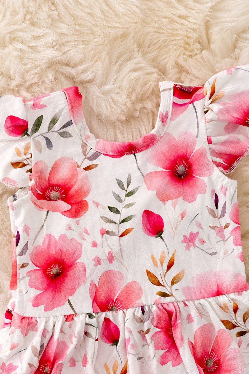 🎍Lili Pink floral twirl body suite for baby. RPG50146