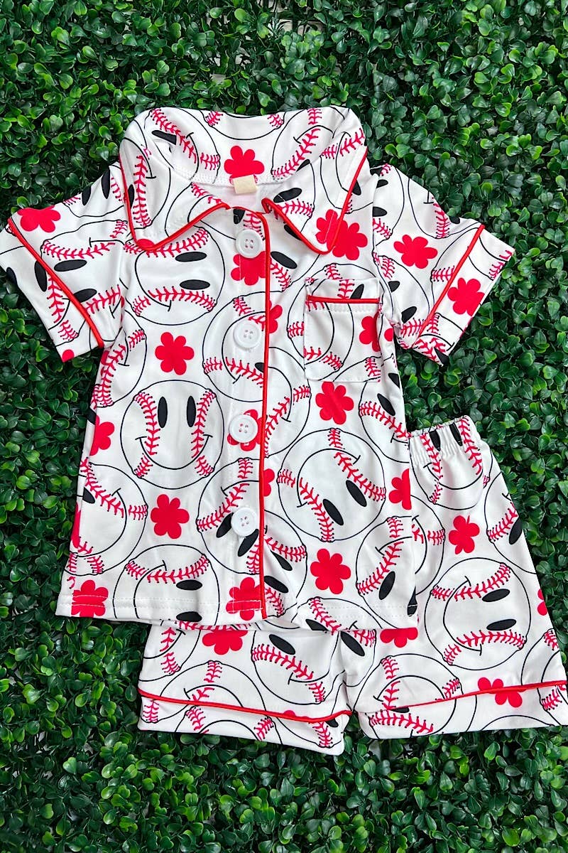 BASEBALL PRINTED GIRLS PAJAMA SET. GSSO012306-AMY