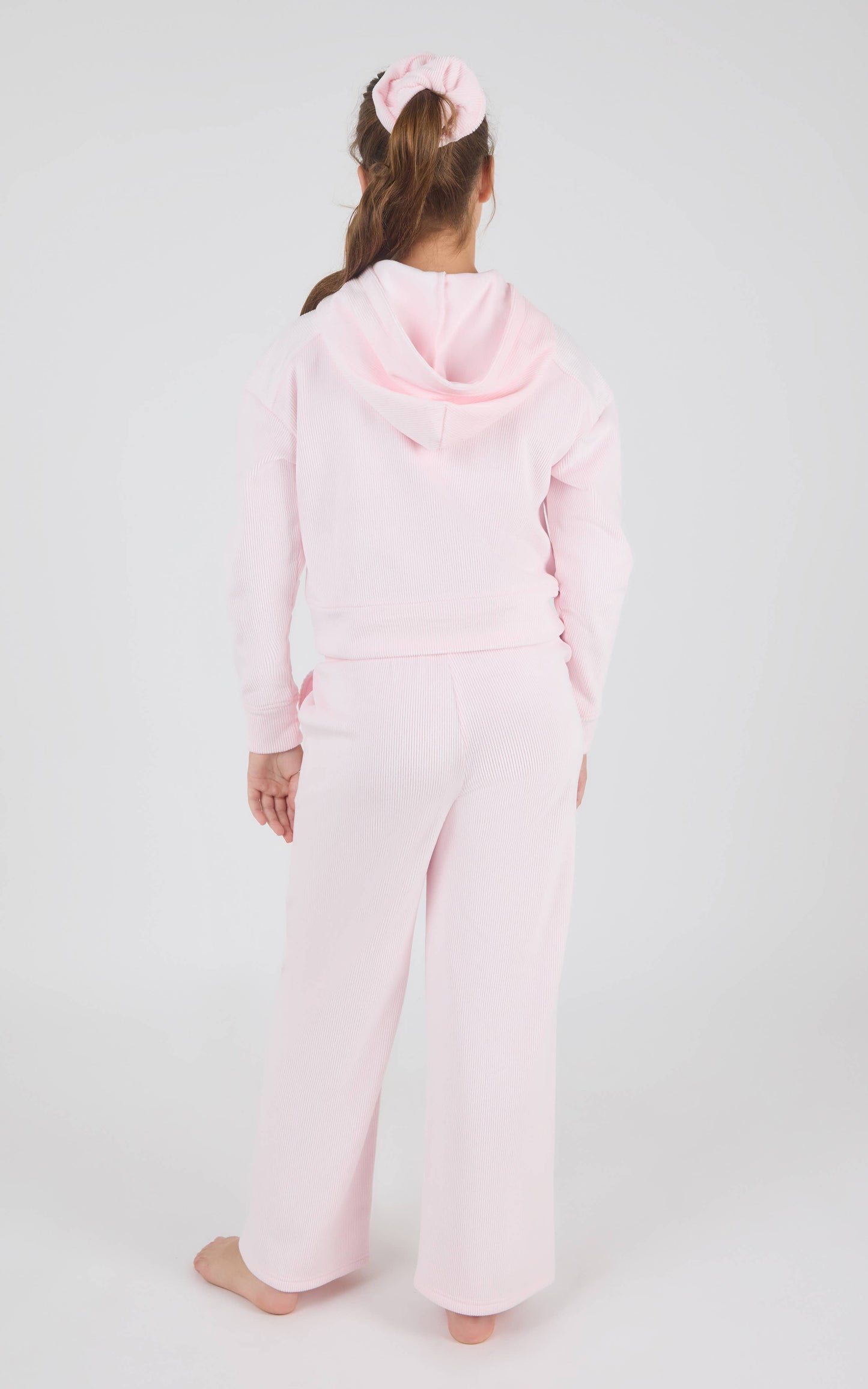 Tween Girls Dreamy Rib Front Zip Jacket and Wide Pants Set